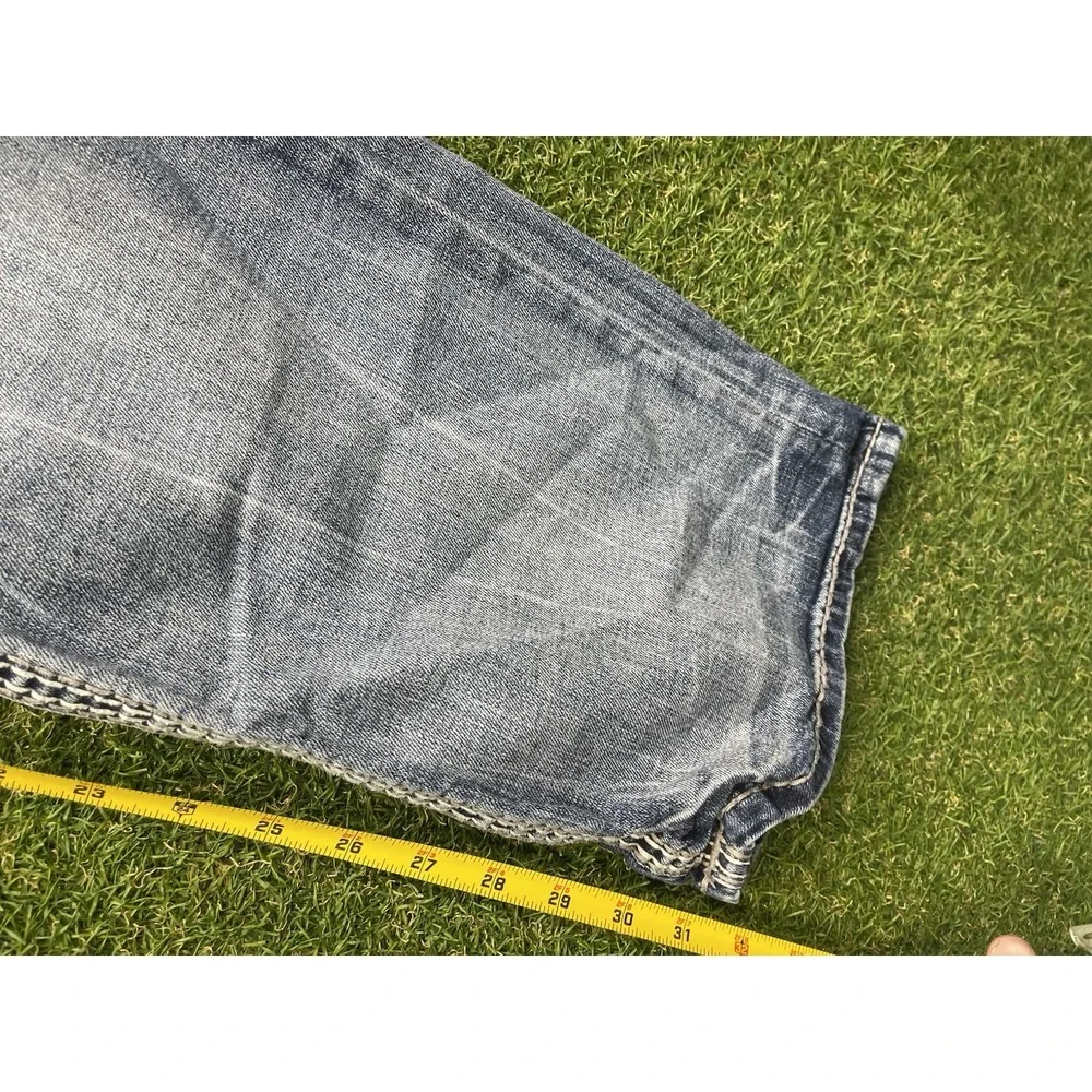 Rock Revival Jeans Mens 36 James Slim Boot Grunge Flap Pocket Medium Wash 0316